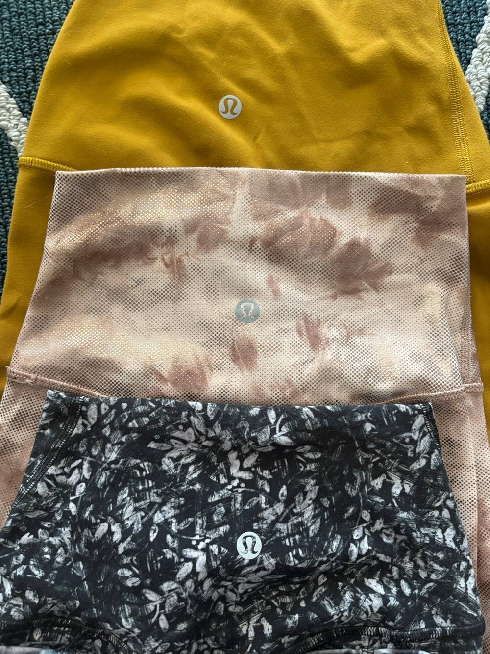 lululemon athletica Leggings Set in Mustard, Blush, and Black Print